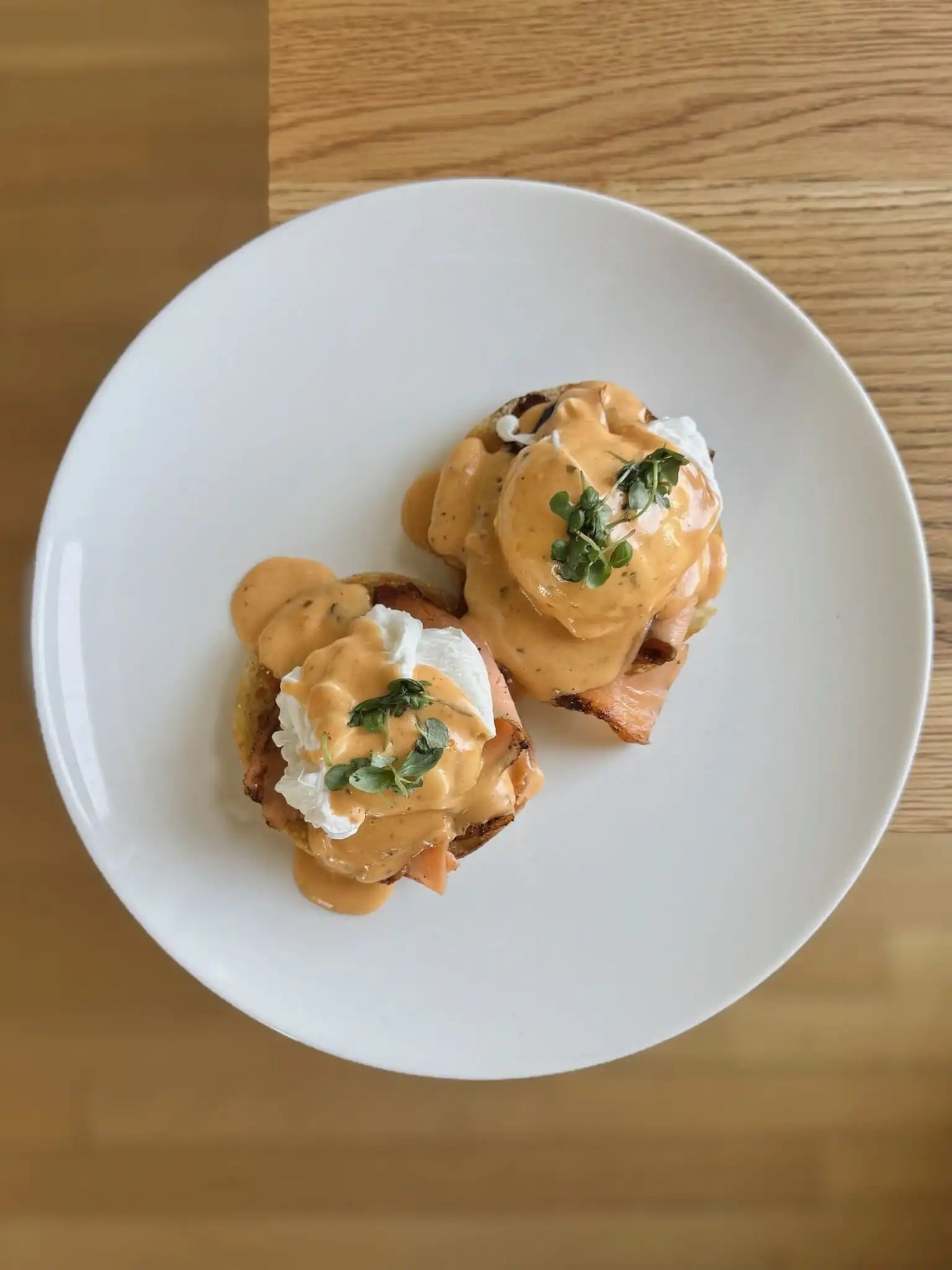 CURED SALMON BENEDICT overhead