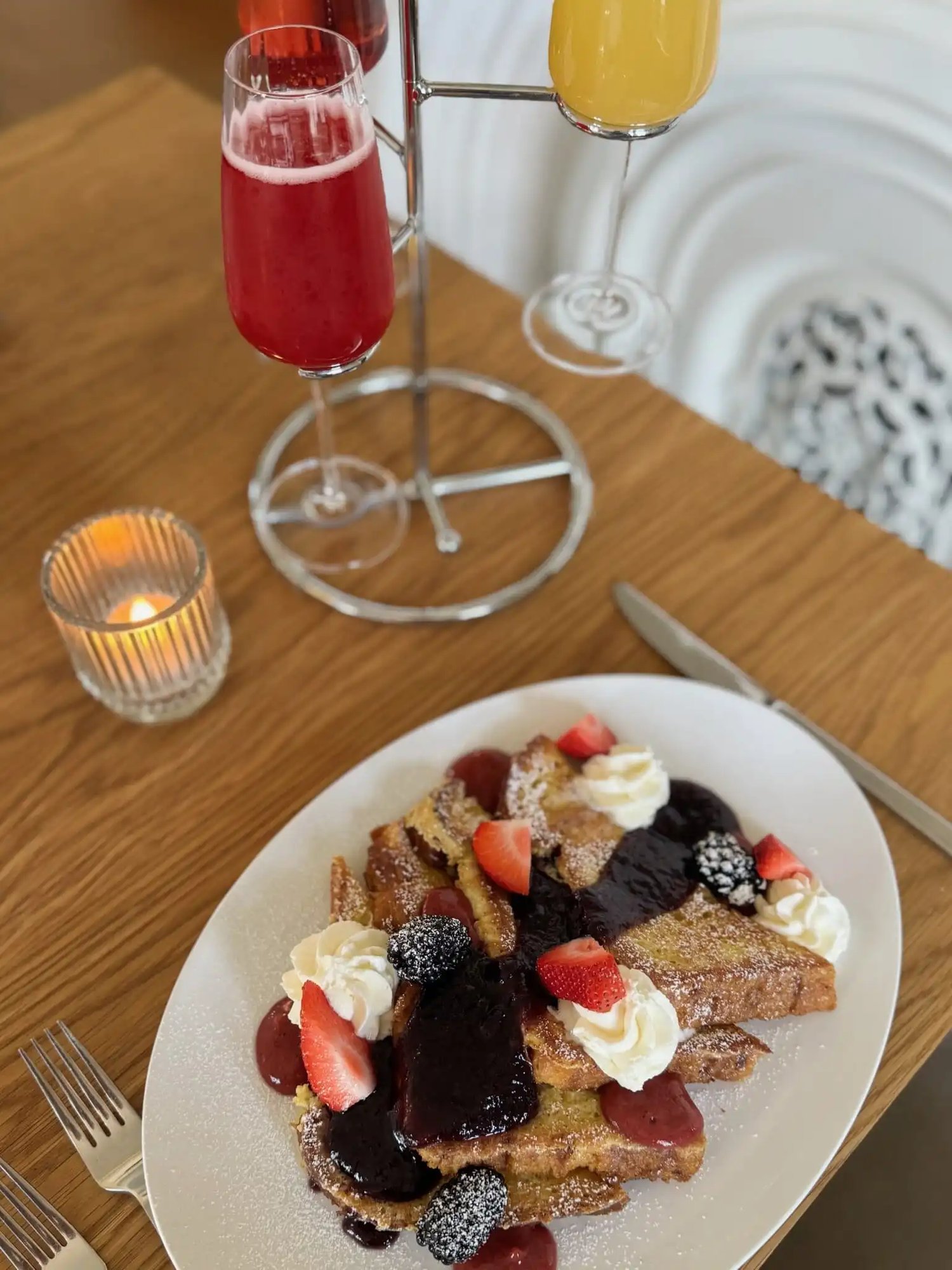 TRIPLE BERRY FRENCH TOAST with Mimosa flight