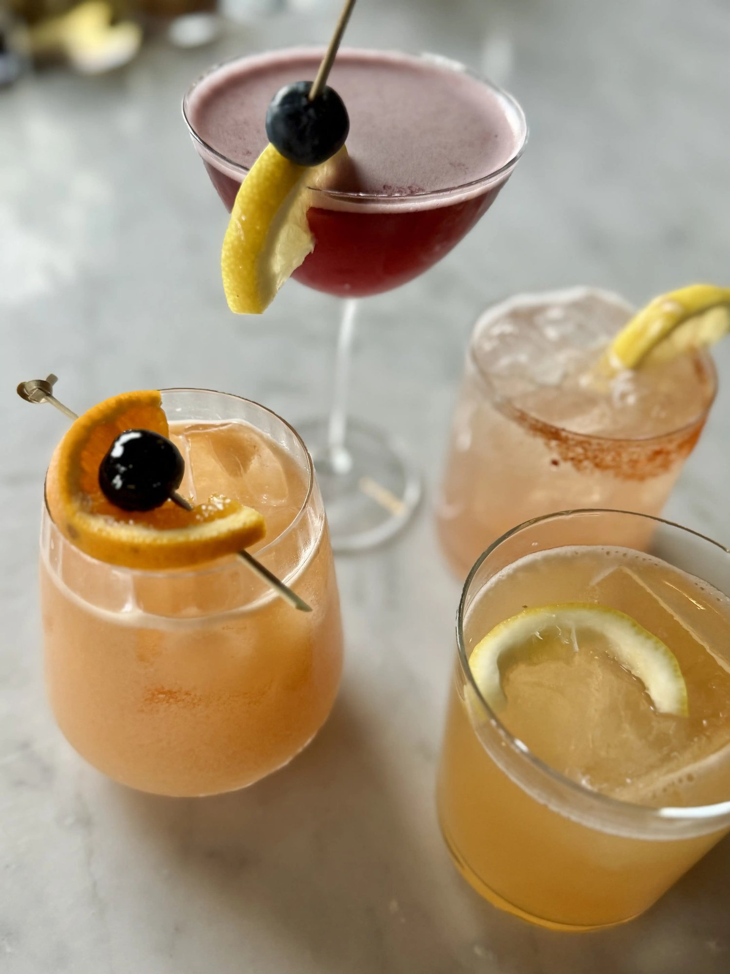 colorful cocktails on bar